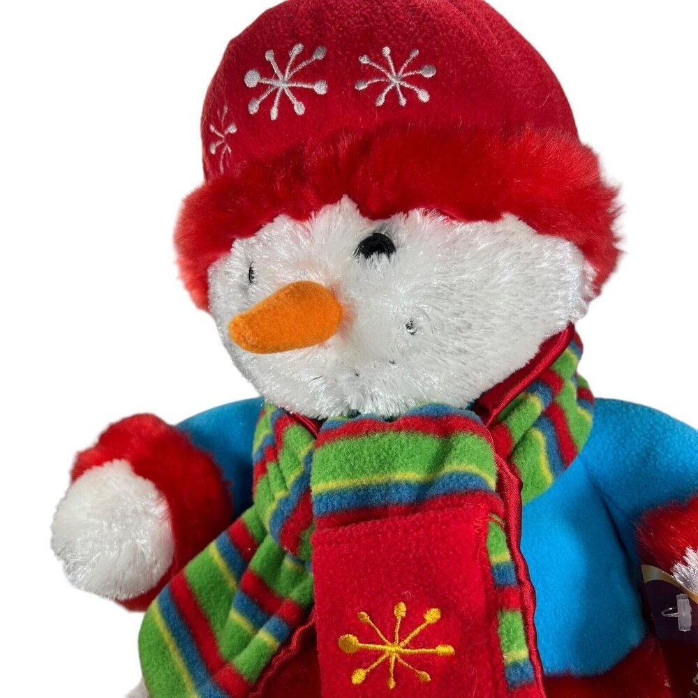 Plush Snowman Dan Dee Collectors Choice Scarf Sweater 14" Hat Snowflakes NWT - Picture 3 of 14